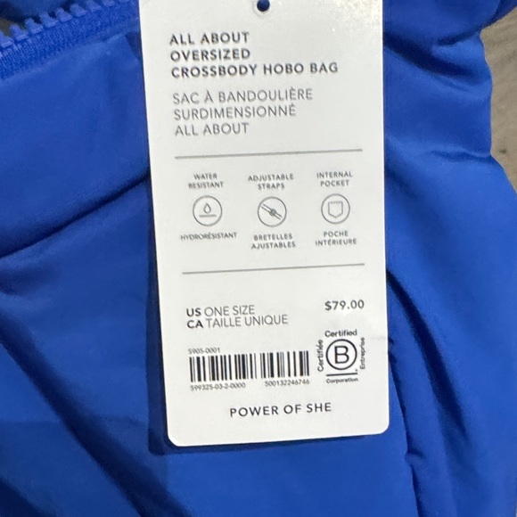 Athleta Power Of She. All About Oversized Crossbody Hobo Bag in Vibrant Blue - Picture 3 of 3